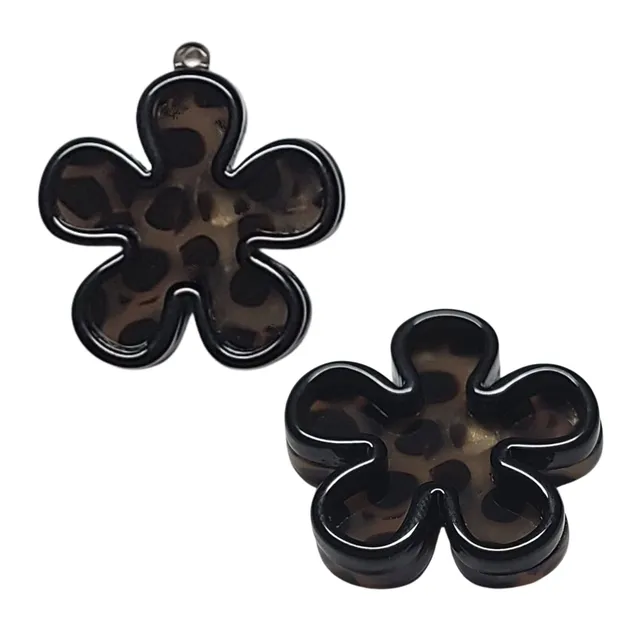 ARTSHOP Flower power breloque fleur creuse 25mm léopard x10
