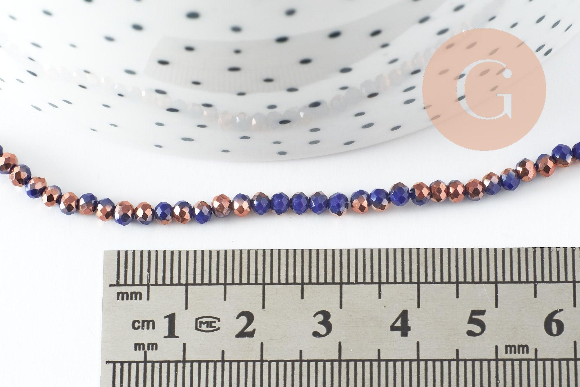Gingerlily perles abacus cristal noir cuivre 6x5mm fil 38cm