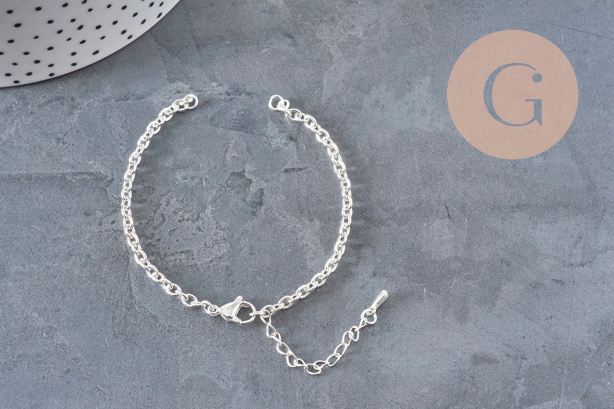 Gingerlily base bracelet chaîne forçat acier argenté 15,5cm