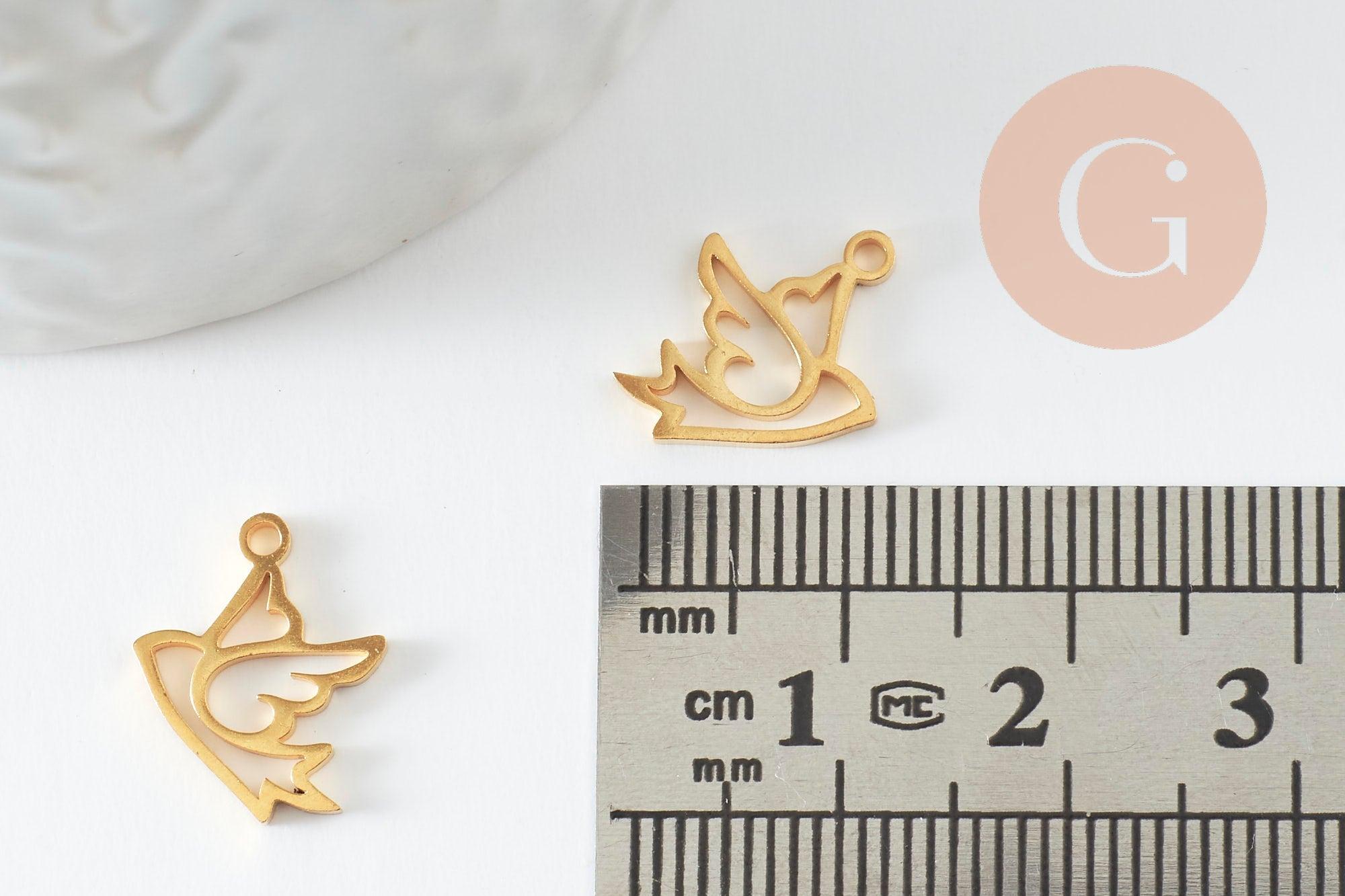 Gingerlily Colombe pendentif oiseau acier doré 14mm unité