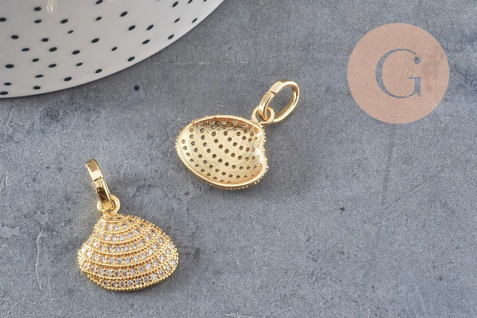 Gingerlily Pendentifs DIY pendentif coquillage G9829 laiton doré 20mm