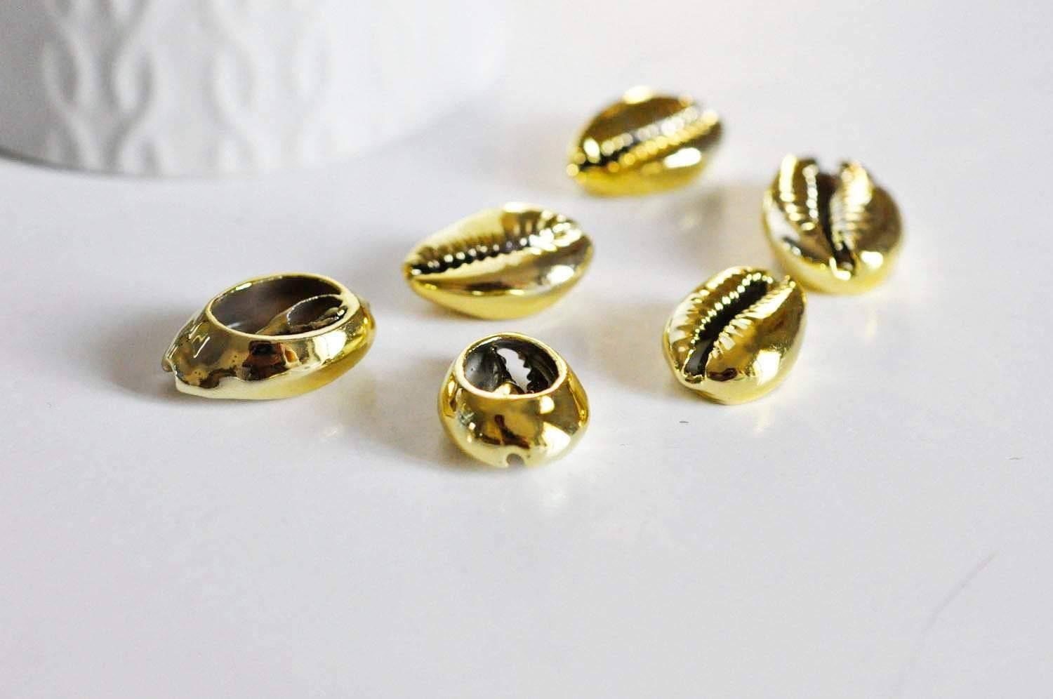 Gingerlily Pendentifs pour bijoux DIY G8154 cauri doré naturel 20mm les 5