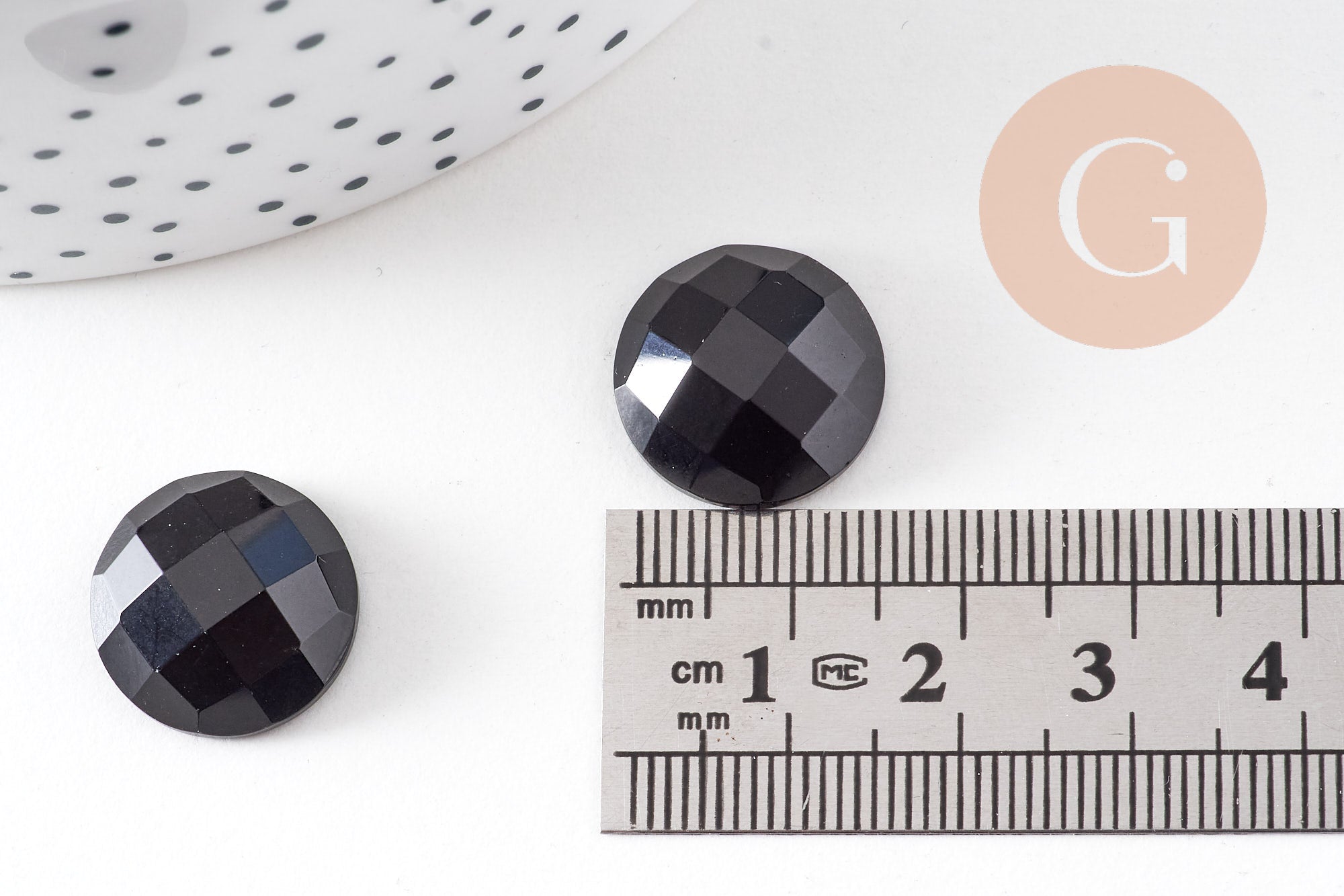 Gingerlily Cabochon obsidienne noire G10815 rond 16mm x1