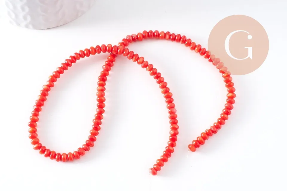 Gingerlily G10278 perle rondelle nacre rouge 5x3 mm fil 38cm