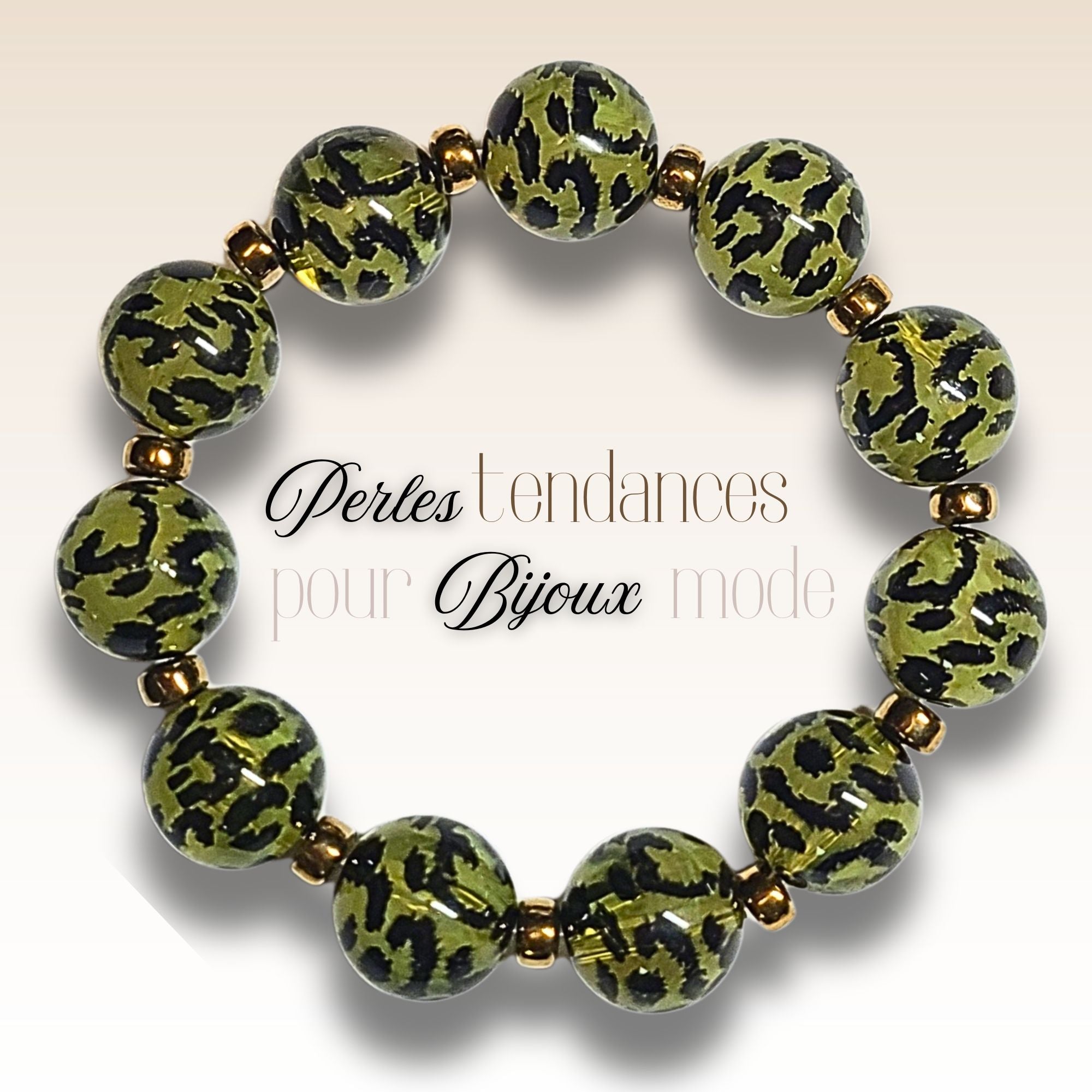 ARTSHOP 231 boules léopard olivine 16mm x15 perles