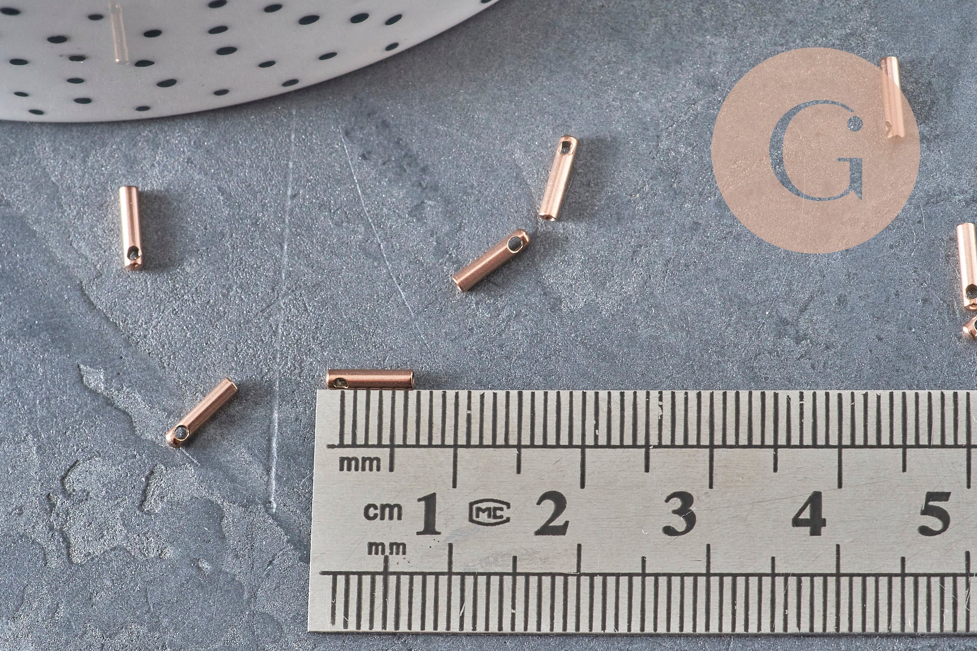 Gingerlily embout cordon acier or rose 7x1,6mm lot 5 apprêt DIY