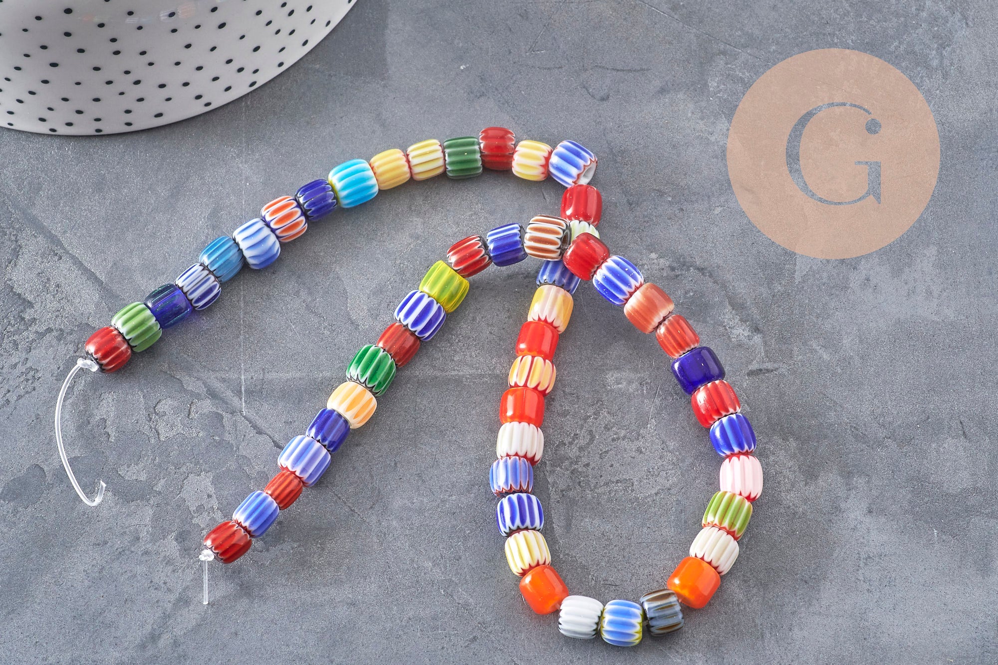 Gingerlily Perles millefiori rondelle 9mm multicolore fil 40cm