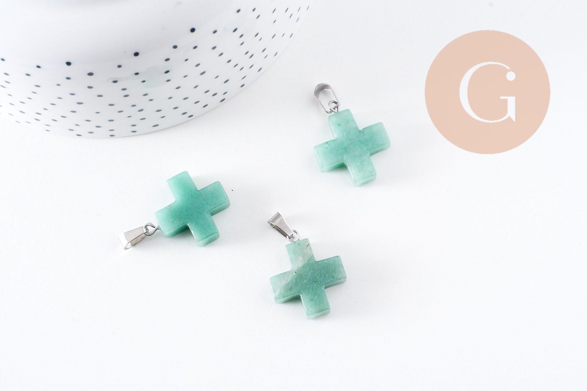 Gingerlily Pendentifs bijoux DIY G10070 croix aventurine 24mm