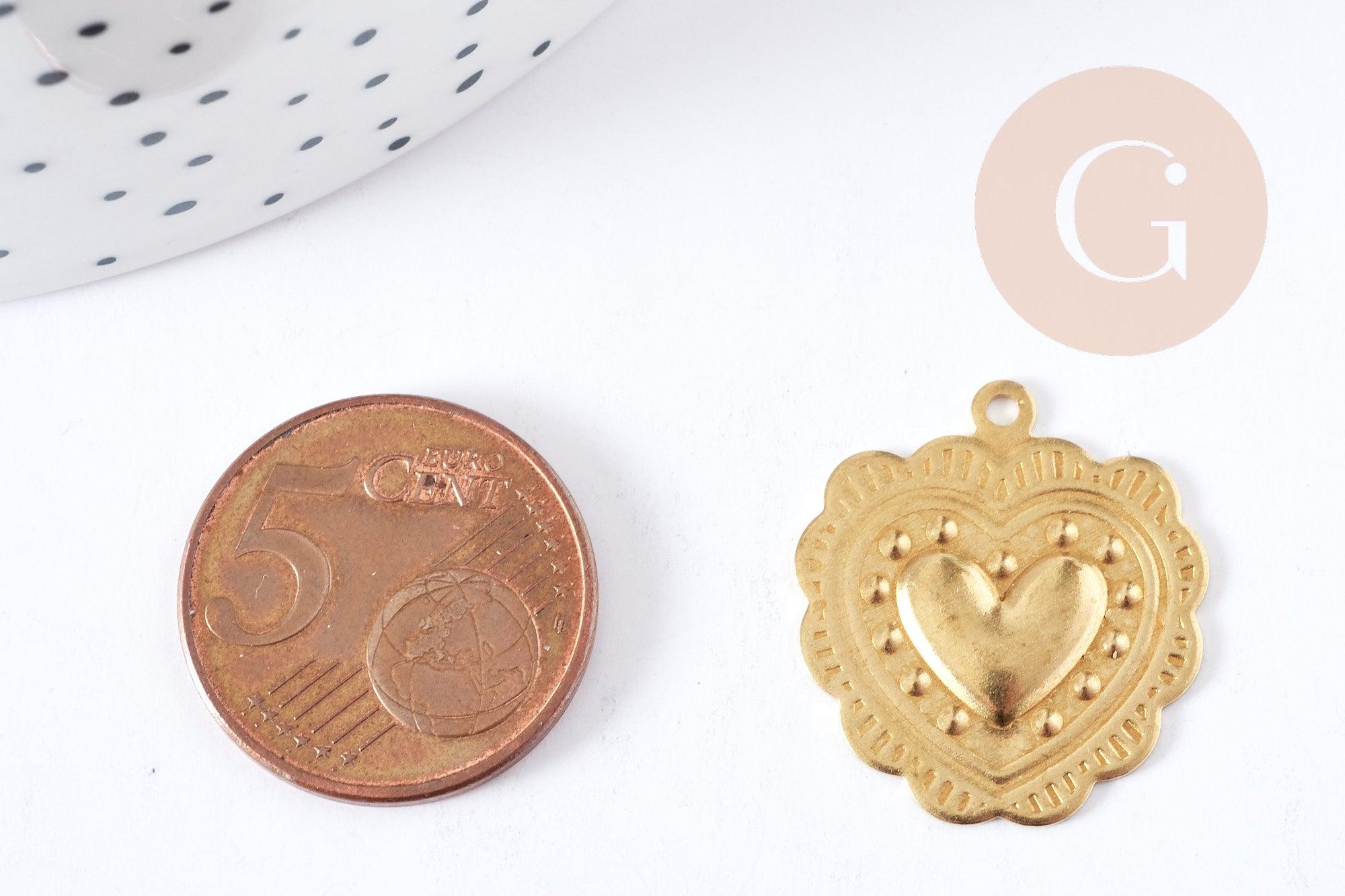 Gingerlily G8950 pendentif cœur laiton brut 22mm