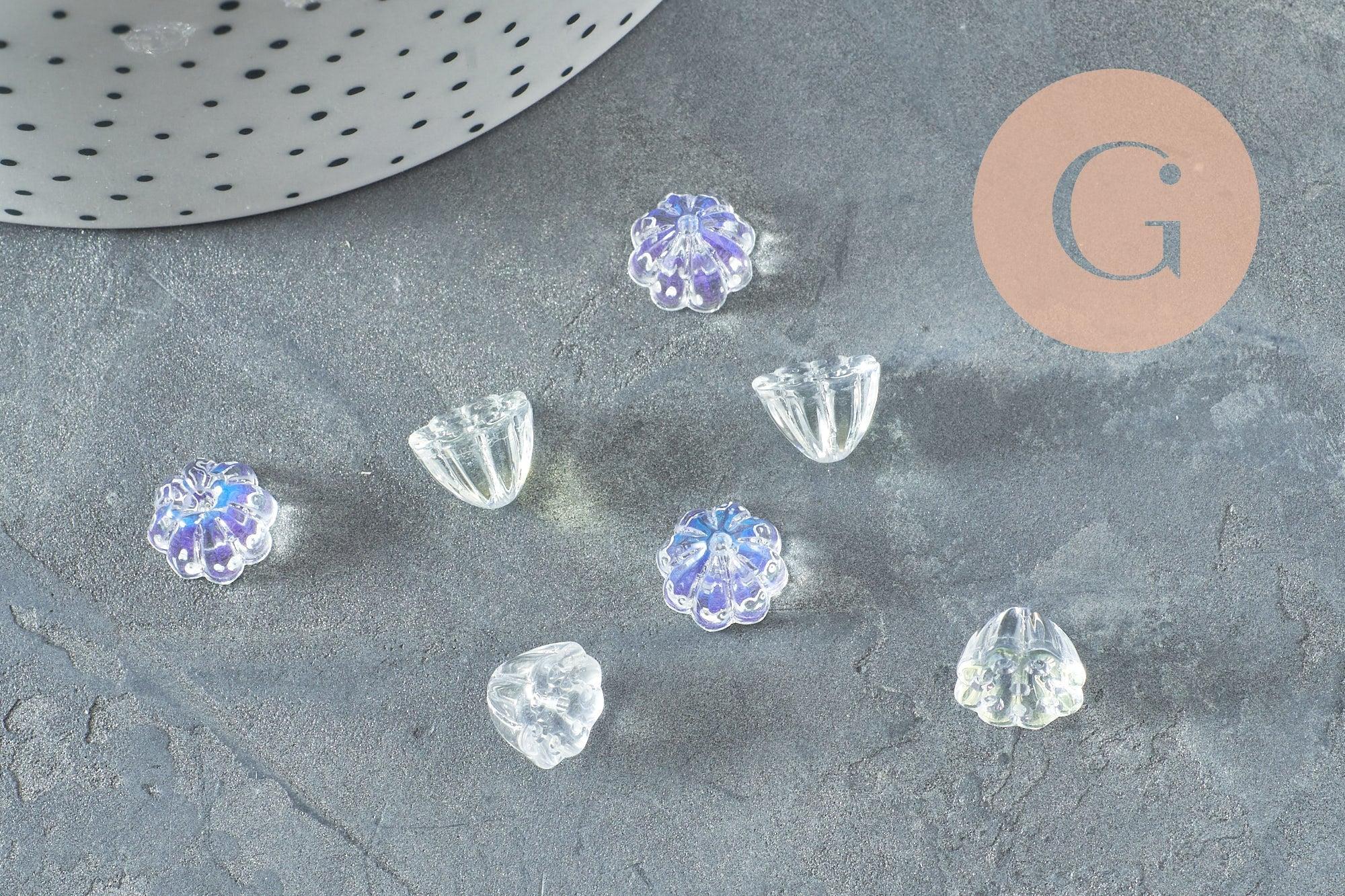Gingerlily Perles fleur verre G9820 perles 11 mm lot 10 opalescent