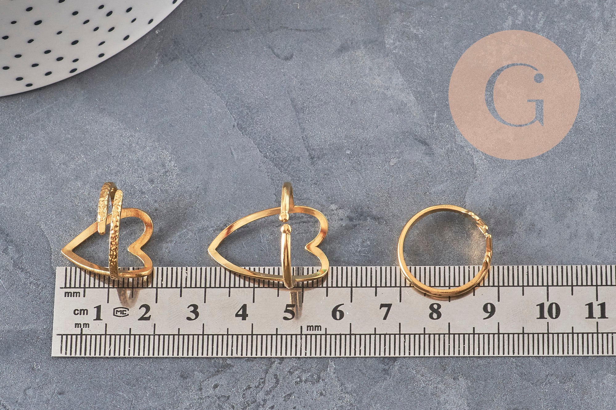 Gingerlily Bague coeur G11294 doré taille 57 support résine