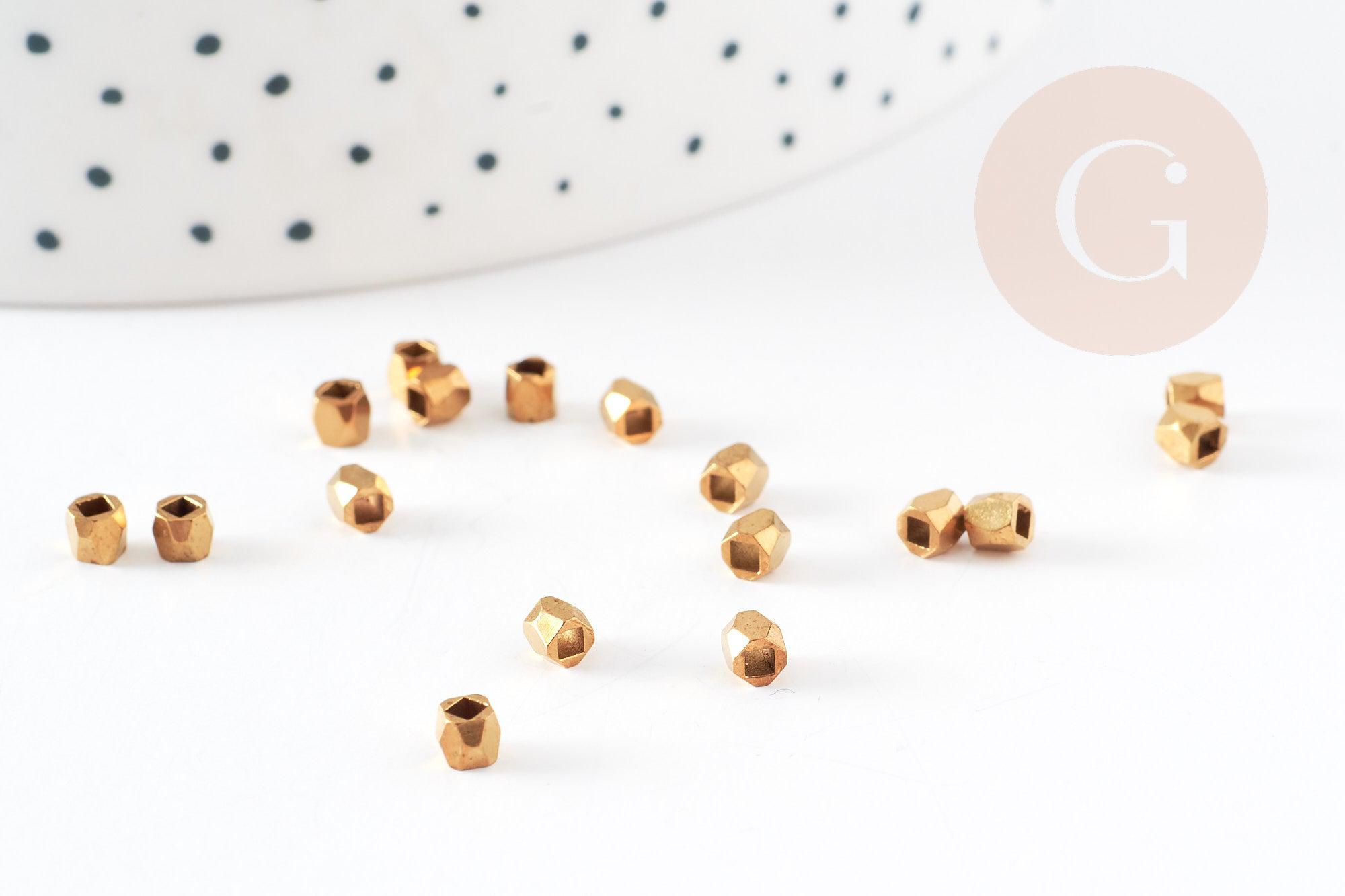 Gingerlily Perles Intercalaires Facettées Laiton Brut 2,5 mm x50