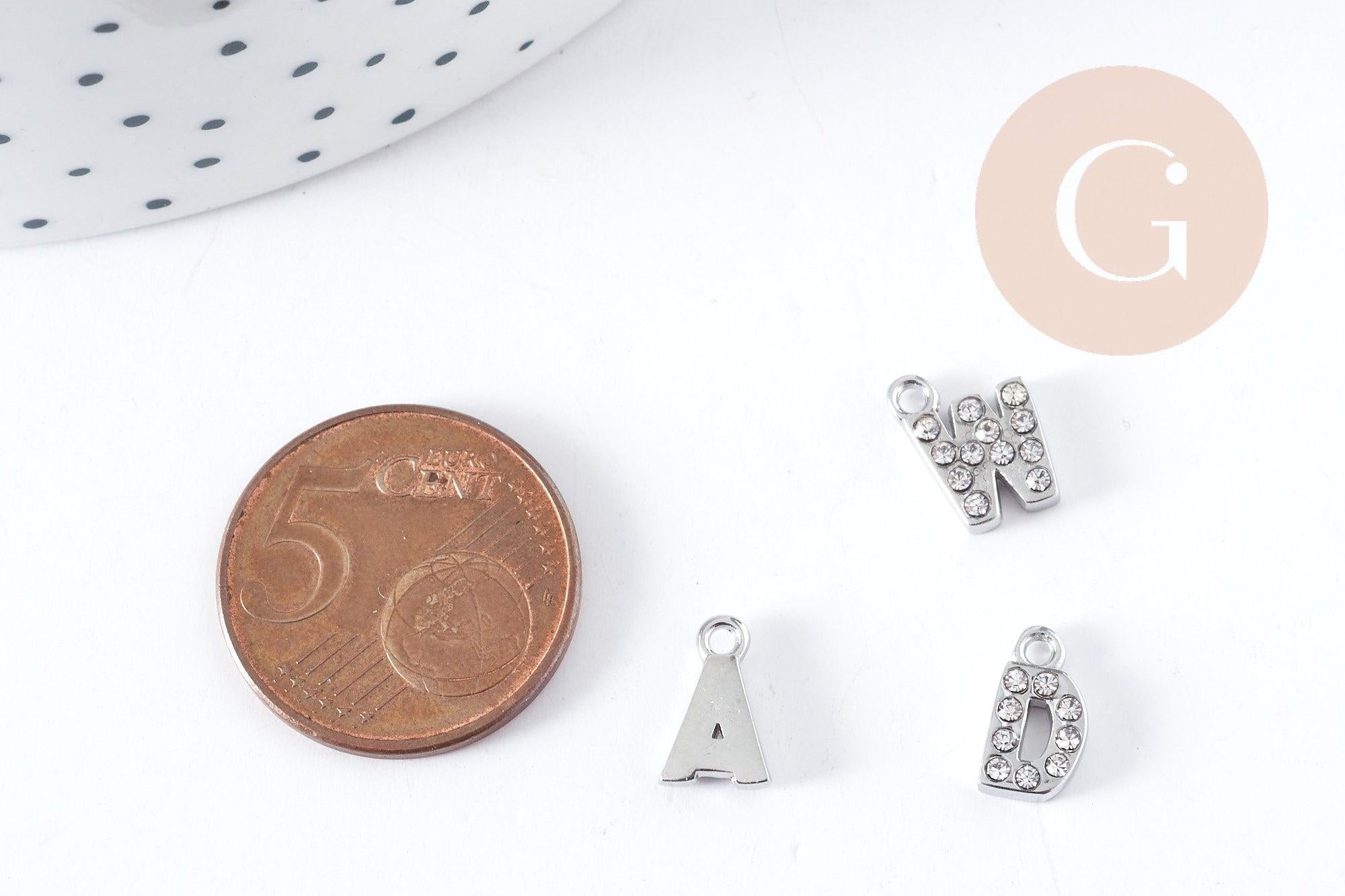 Gingerlily Pendentifs DIY Lettre cristal G8932 breloque acier 10mm x1