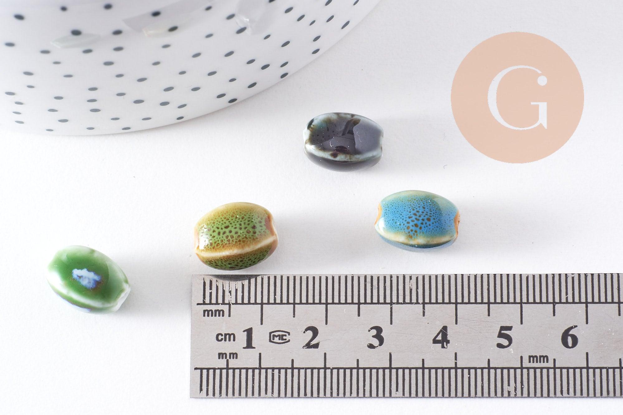 Gingerlily Perles ovales porcelaine G10322 multicolore antique x10
