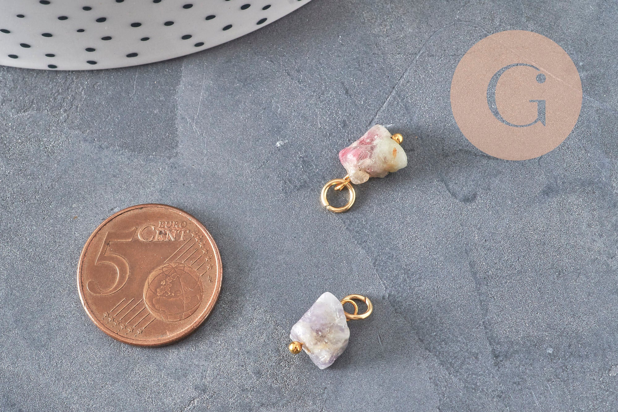 Gingerlily Cube Tourmaline Laiton Doré 11,5mm x1 Breloque