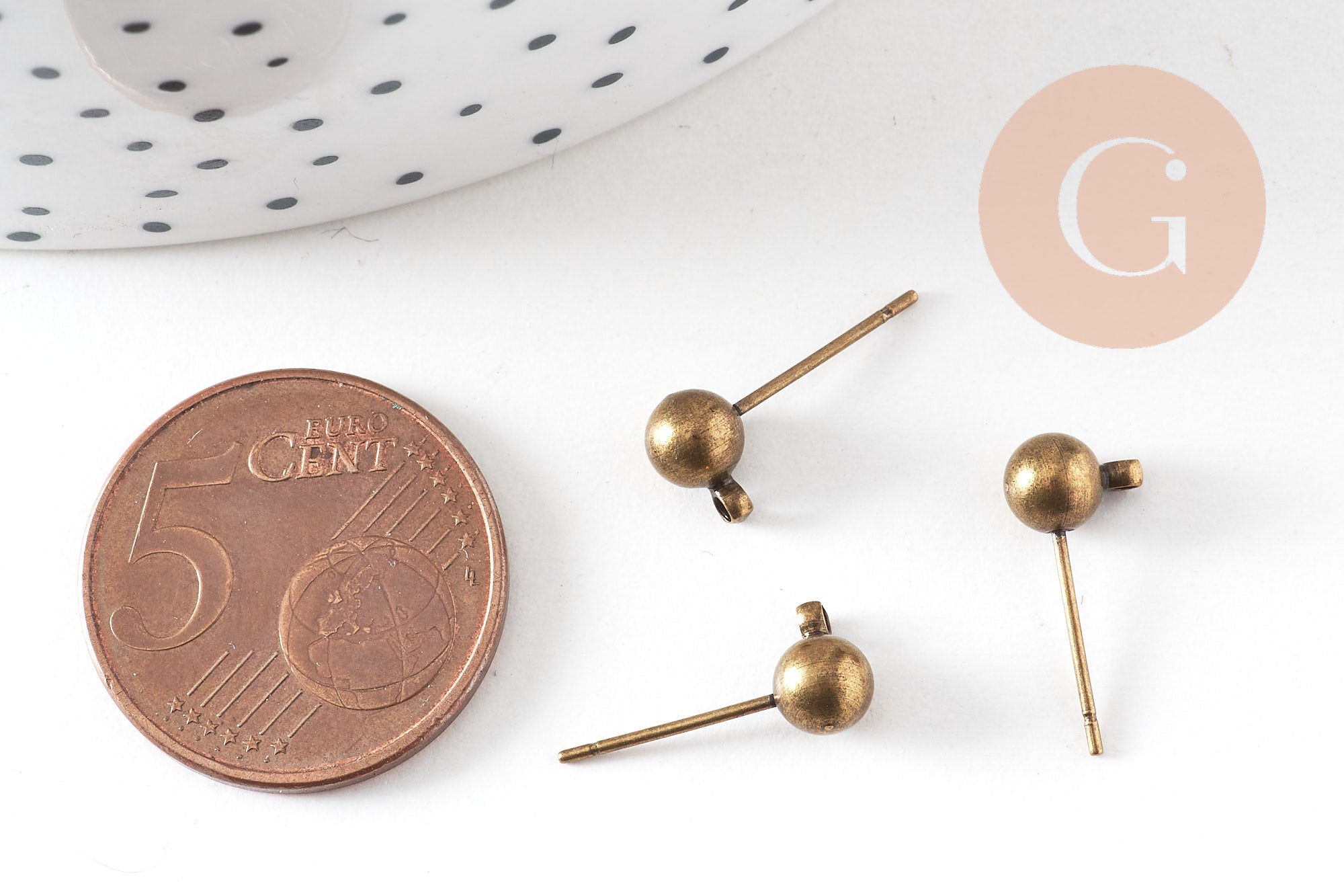Gingerlily Clous puces boule bronze anneau 5 mm x10