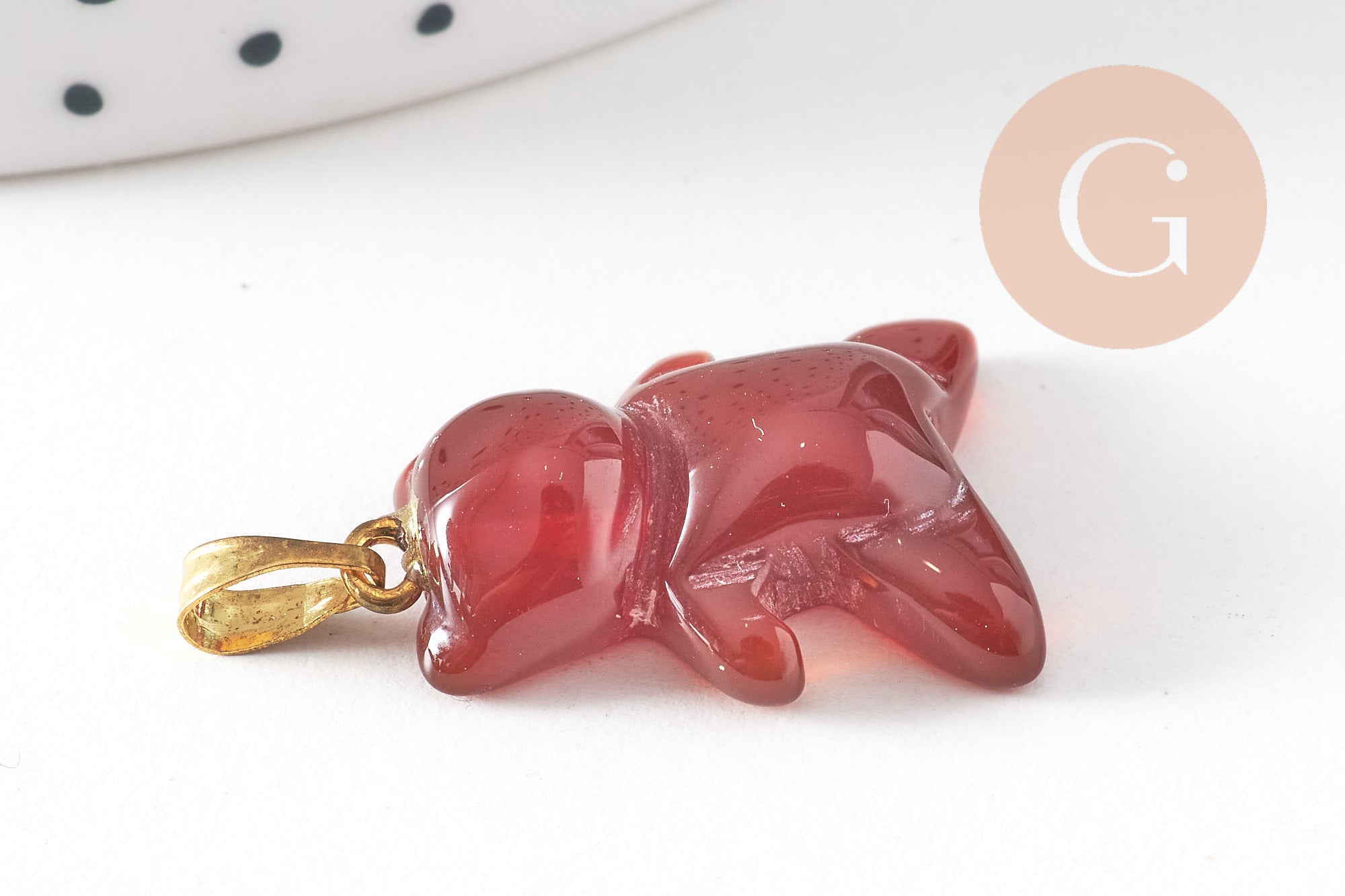 Gingerlily G5702 pendentif ourson agate orange 24 mm x1