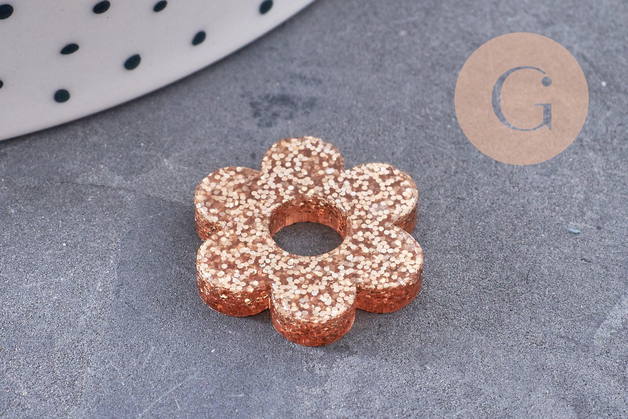Gingerlily pendentif fleur G10271 acrylique 20mm x4 paillettes