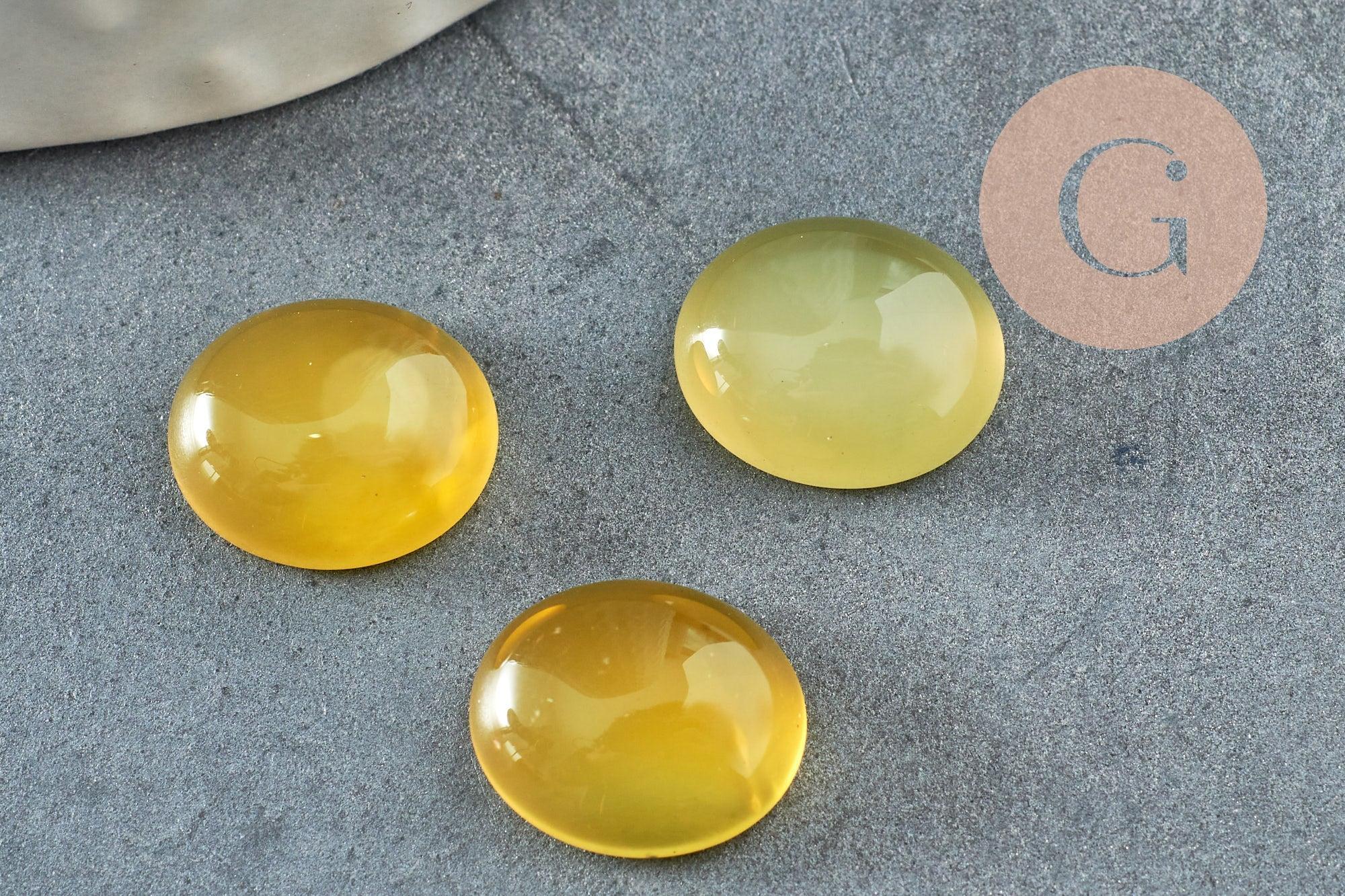 Gingerlily Cabochon ovale jade jaune 12x10mm à l'unité