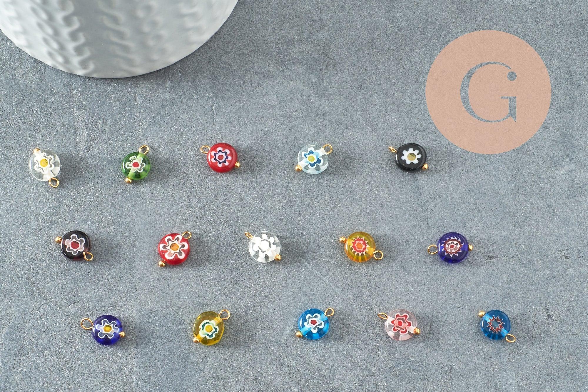 Gingerlily Pendentif DIY Œil Verre Doré 12mm x10 Multicolore