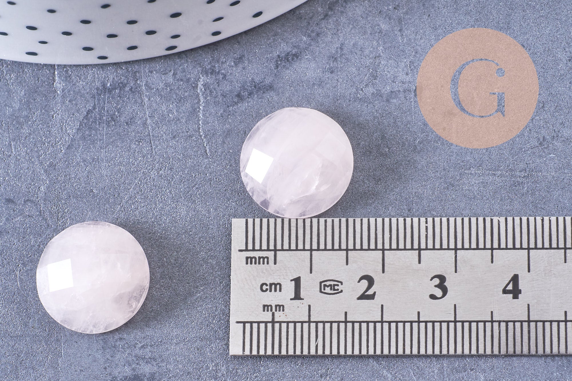 Gingerlily Cabochon rond quartz rose naturel facetté 16 mm x1