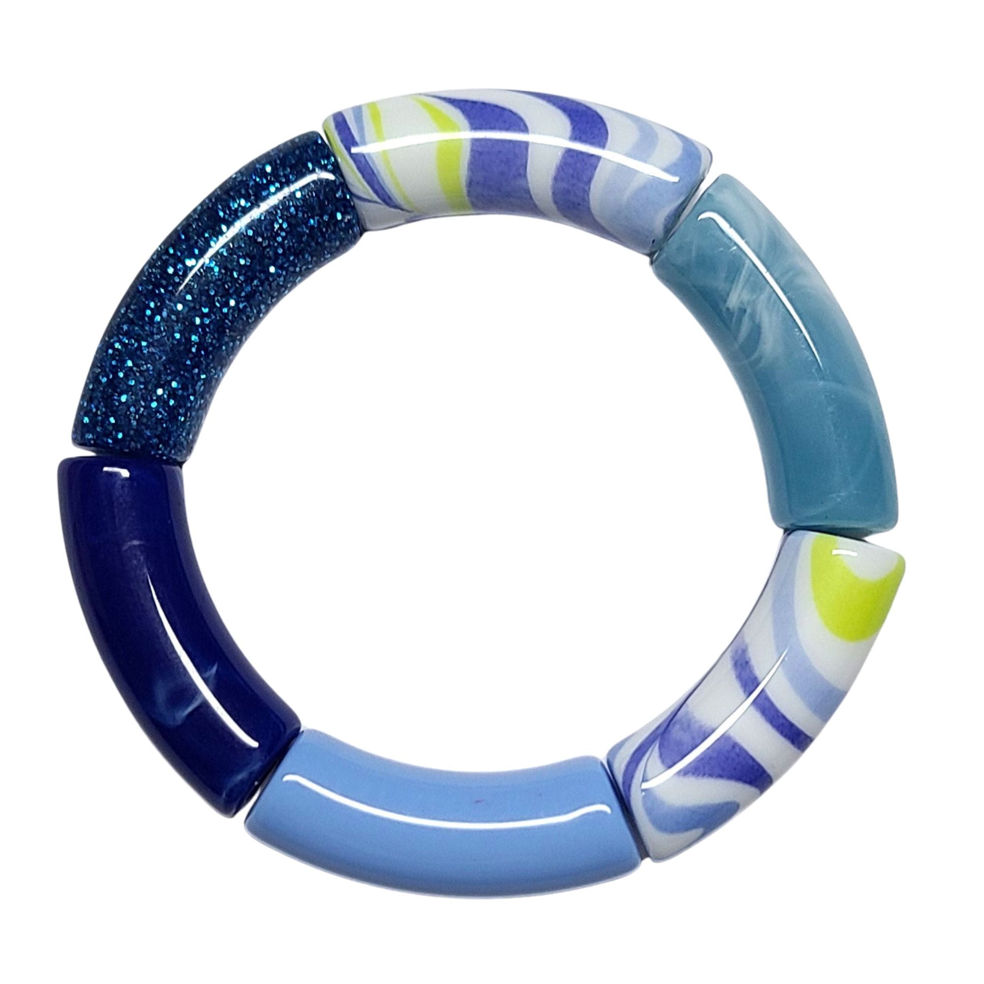 ARTSHOP Camaïeu 195 lot 6 perles tubes bleus 12MM
