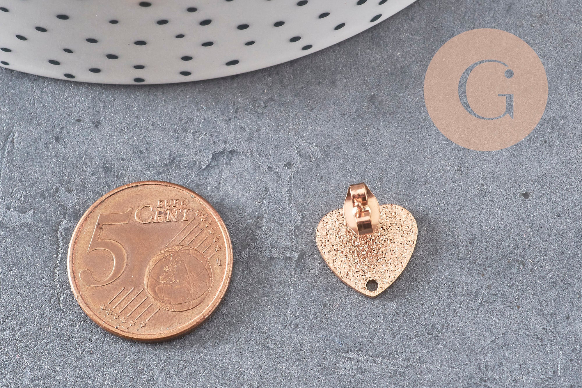 Gingerlily Apprêts G10953 clous coeur or rose 13mm paire