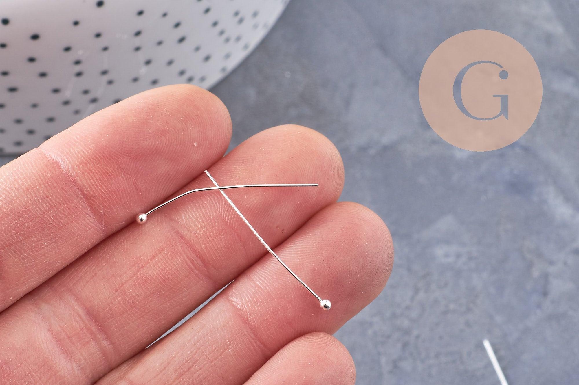 Gingerlily Apprêts DIY tiges clous tête boule argenté 30mm 10g