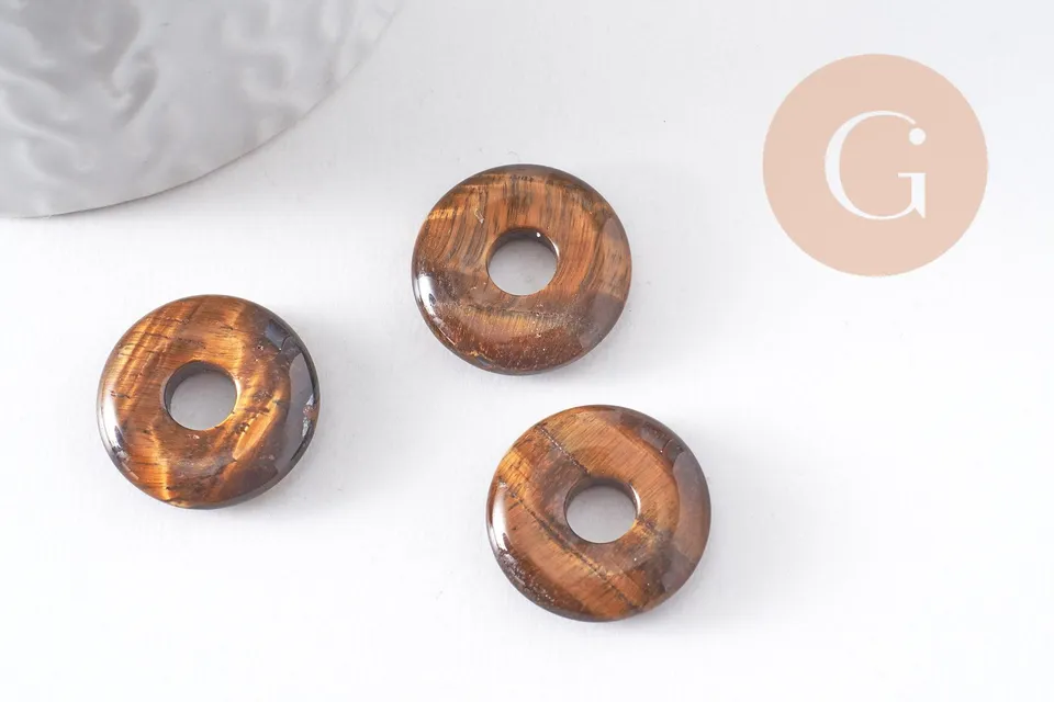 Gingerlily G10349 pendentif donut œil de tigre 20 mm