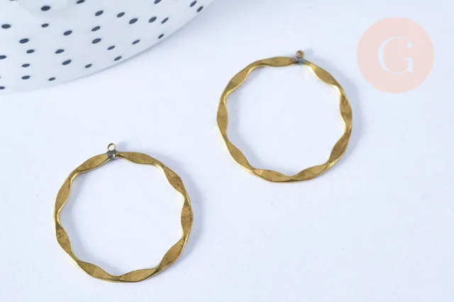 Gingerlily pendentif rond laiton brut 22 mm x2