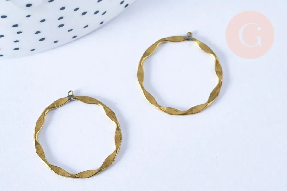 Gingerlily pendentif rond laiton brut 22 mm x2
