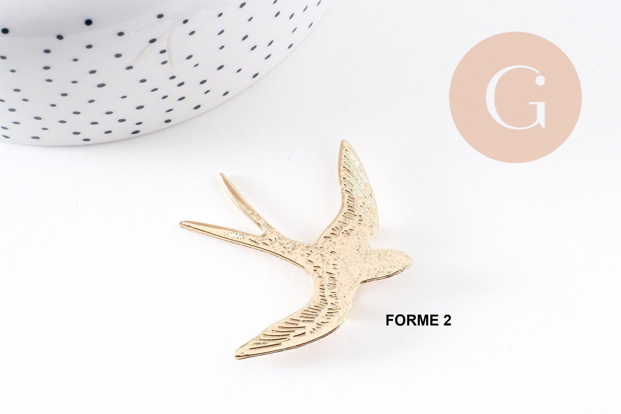 Gingerlily broche hirondelle broche acier doré 52mm x1