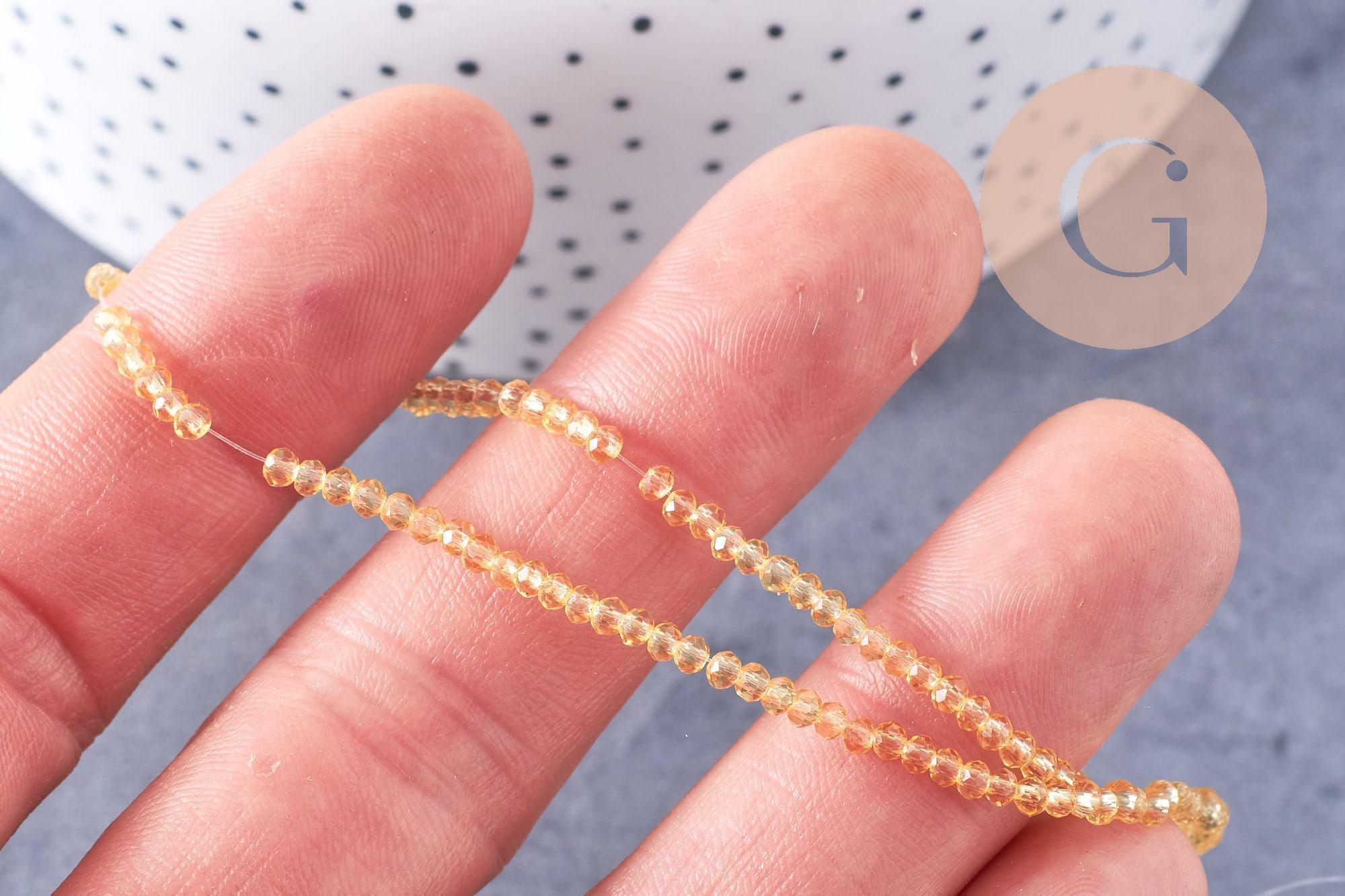 Gingerlily Perles Cristal Facetté Jaune Topaze 8mm Fil 28cm