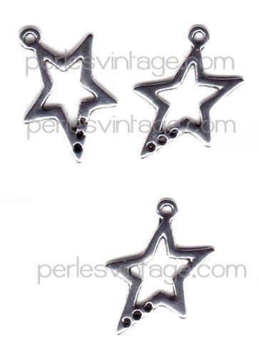 Gingerlily Perles breloque étoile évidée argent 2,4cm x2