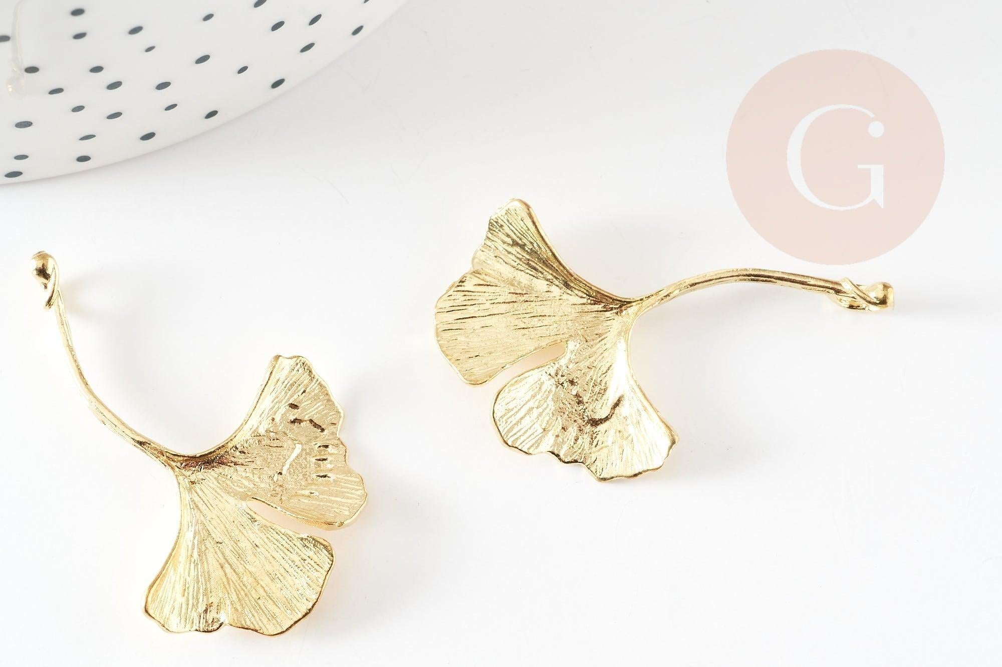 Gingerlily Pendentifs G9266 pendentif feuille ginkgo laiton brut 43mm
