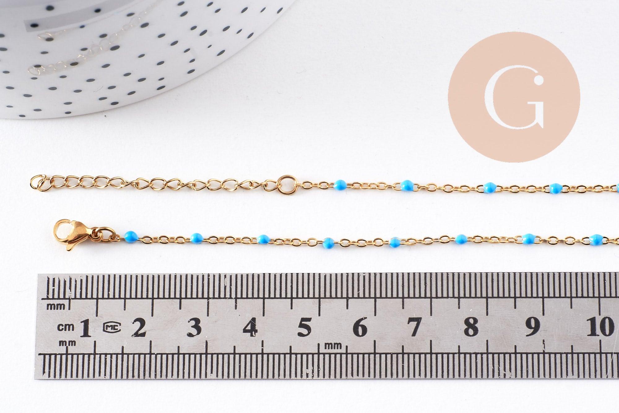 Gingerlily G10197 collier acier doré résine turquoise 50 cm