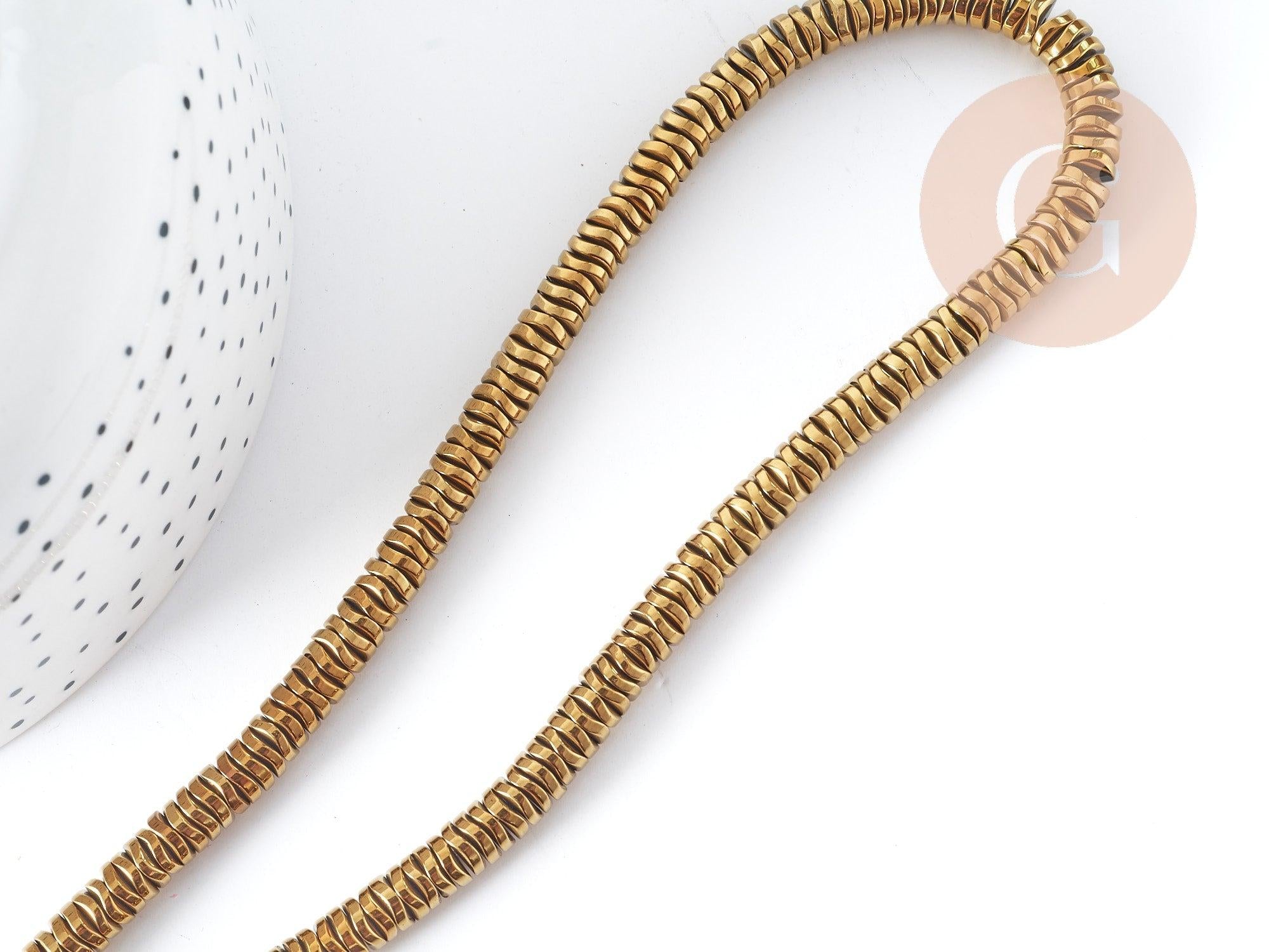 Gingerlily Perles DIY perle heishi dorée 6mm fil 40cm G8977