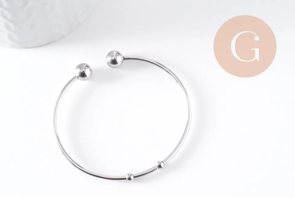 Gingerlily jonc ouvert G10314 bracelet acier platine 50-65mm