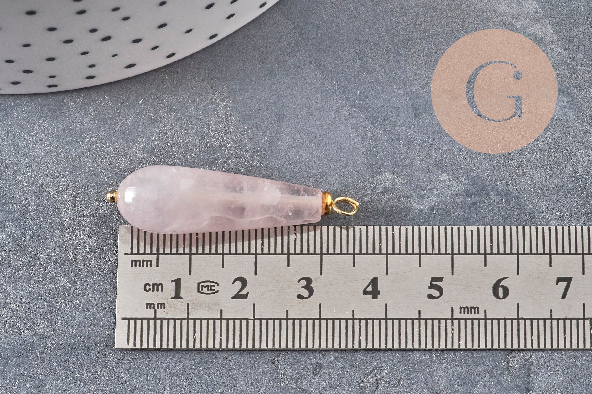 Gingerlily Pendentifs G11052 pendentif goutte quartz rose 38mm