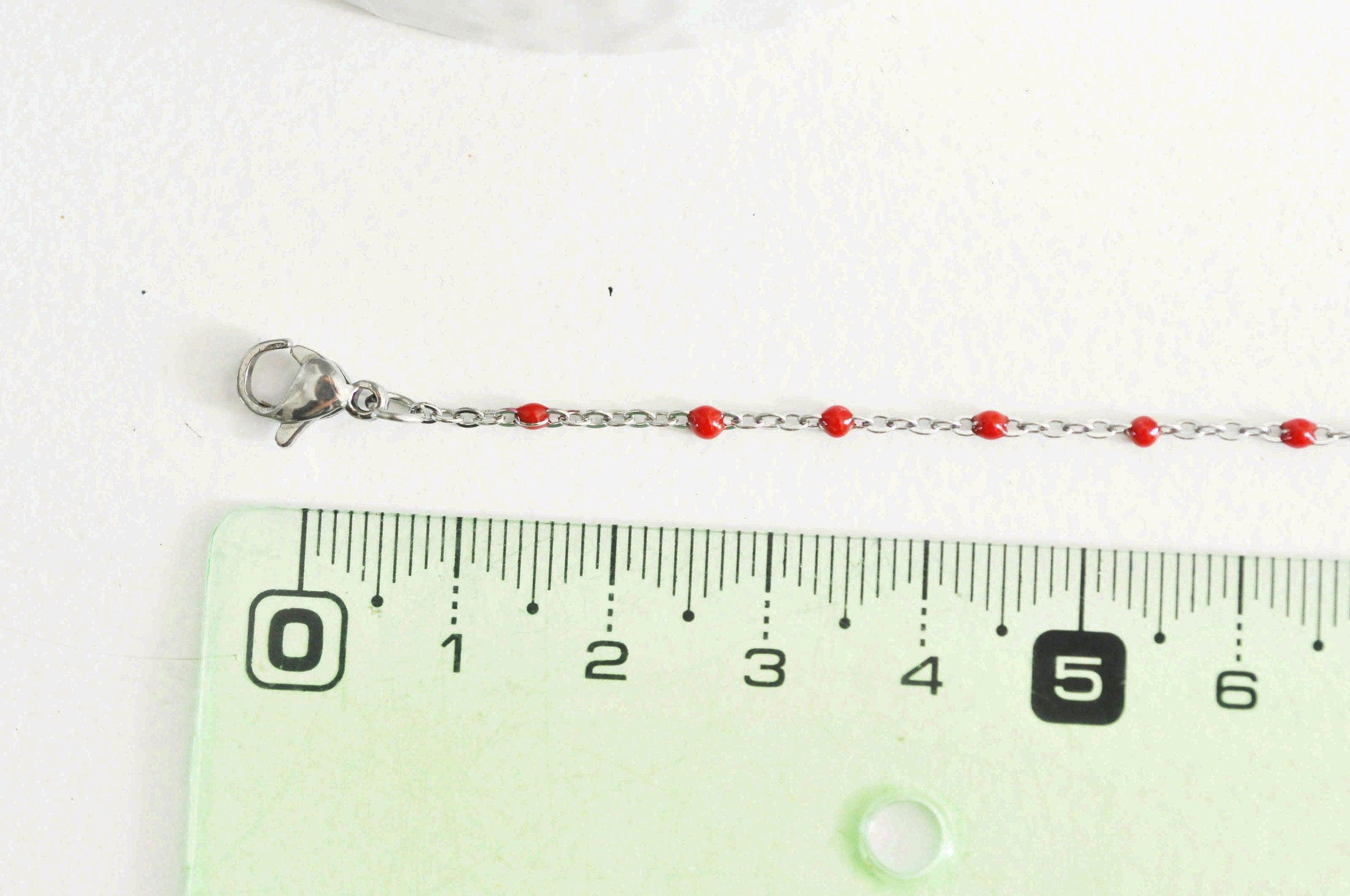 Gingerlily Chaînes Collier acier résine rouge 2mm 45cm G2398