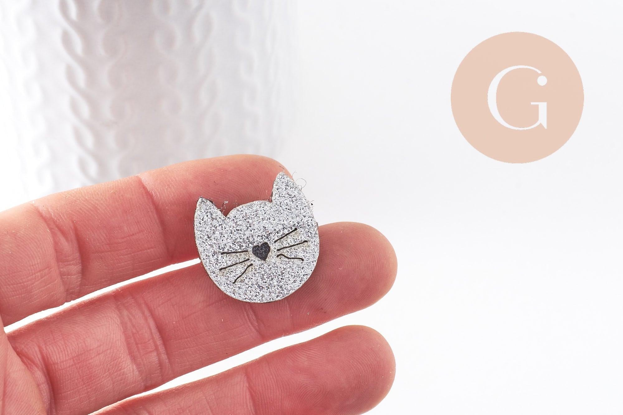 Gingerlily Broches broche chat gris paillettes 22mm x1
