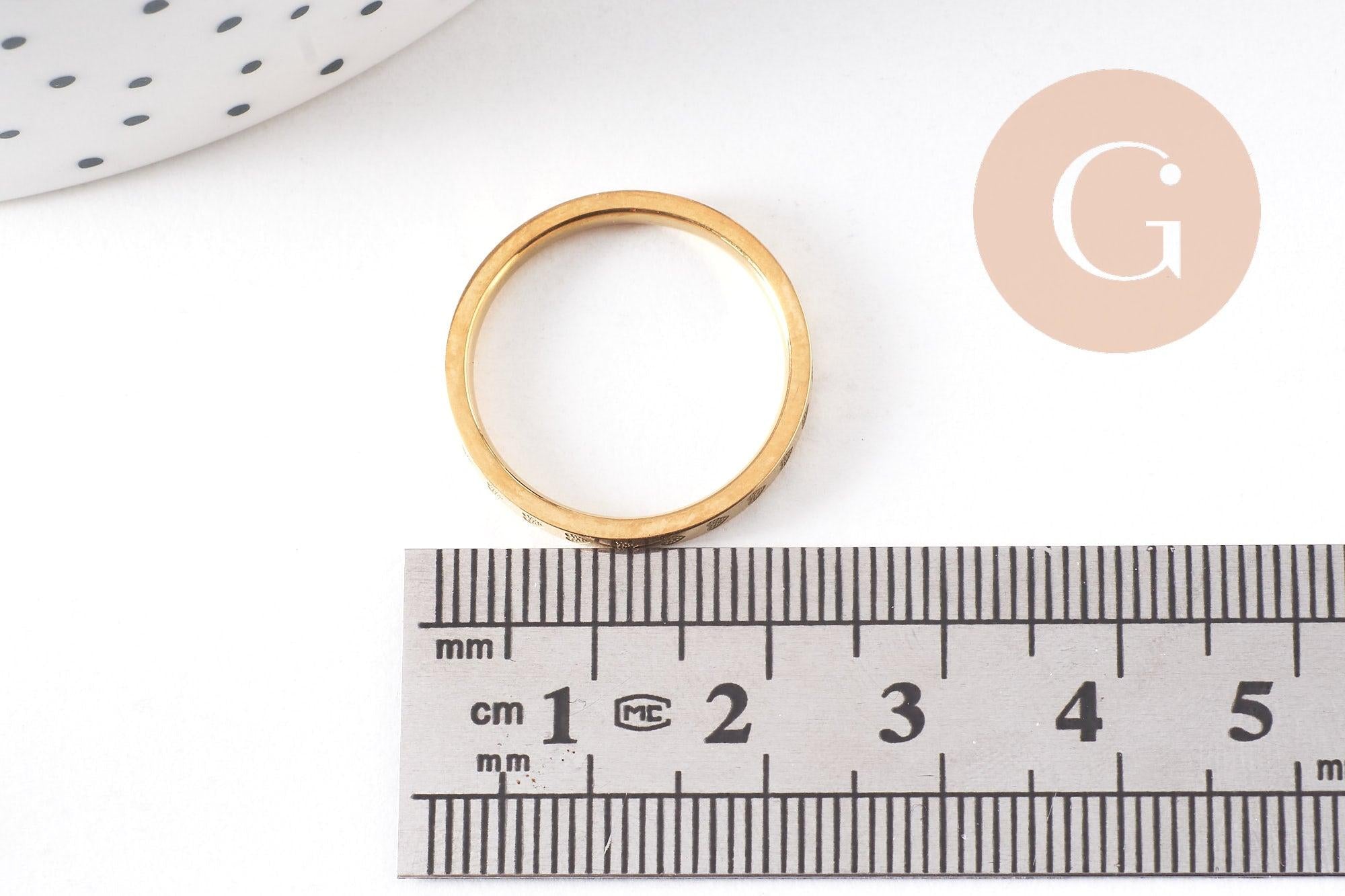 Gingerlily Bague fine alliance coeurs acier doré 2mm taille 8