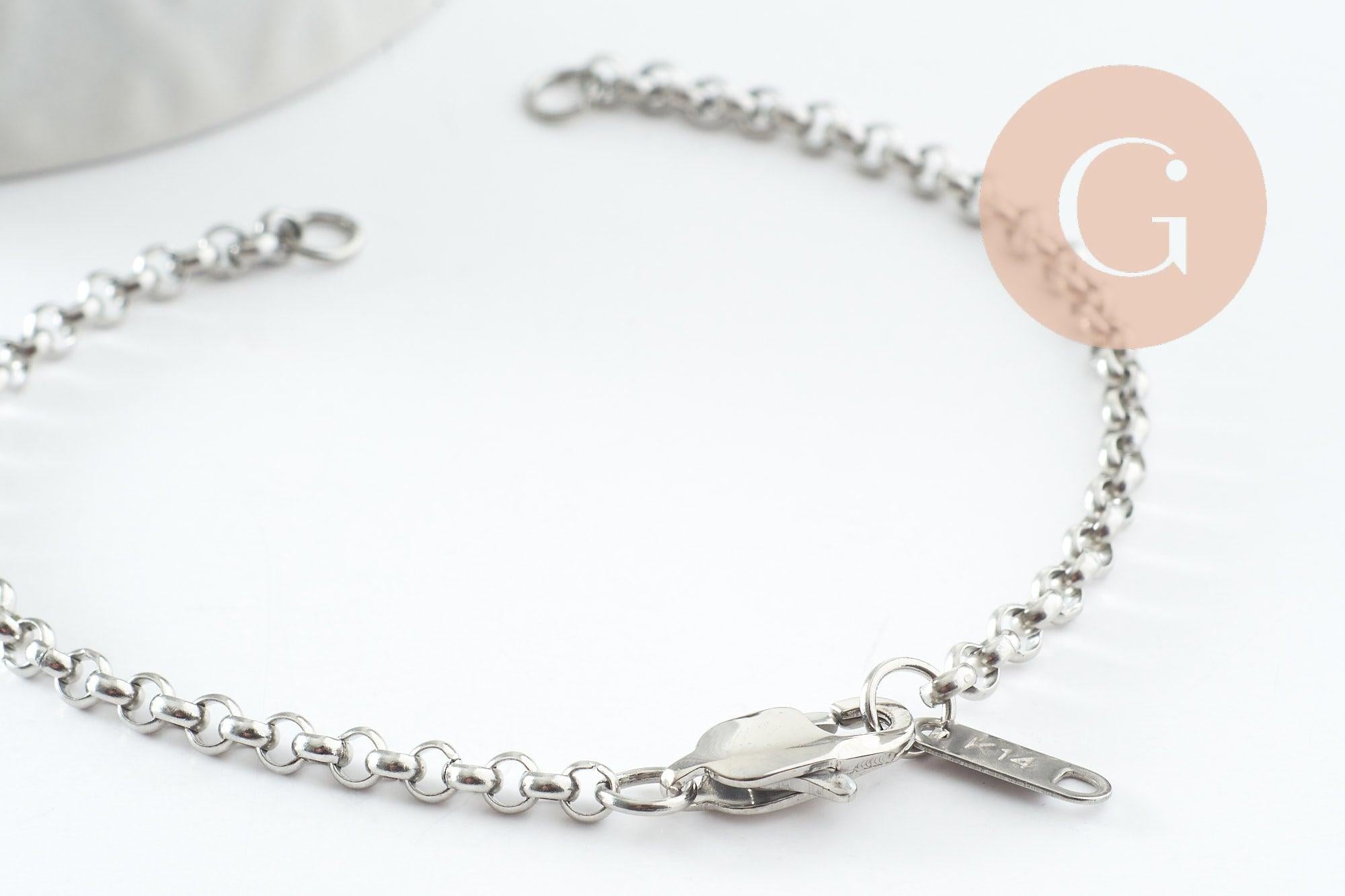 Gingerlily Apprêts Base Bracelet Chaîne Rolo Acier Platine 3mm x1