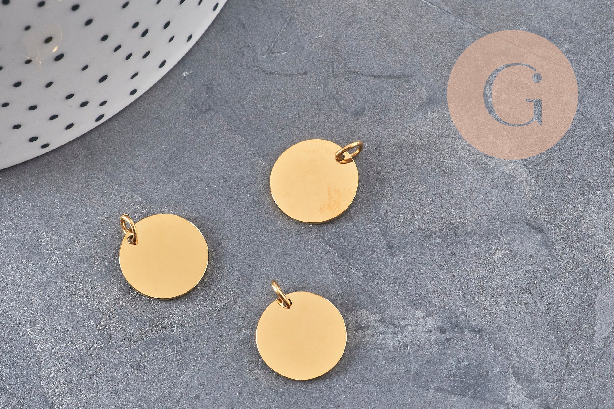 Gingerlily Pendentif rond doré 14mm G11143 sans gravure