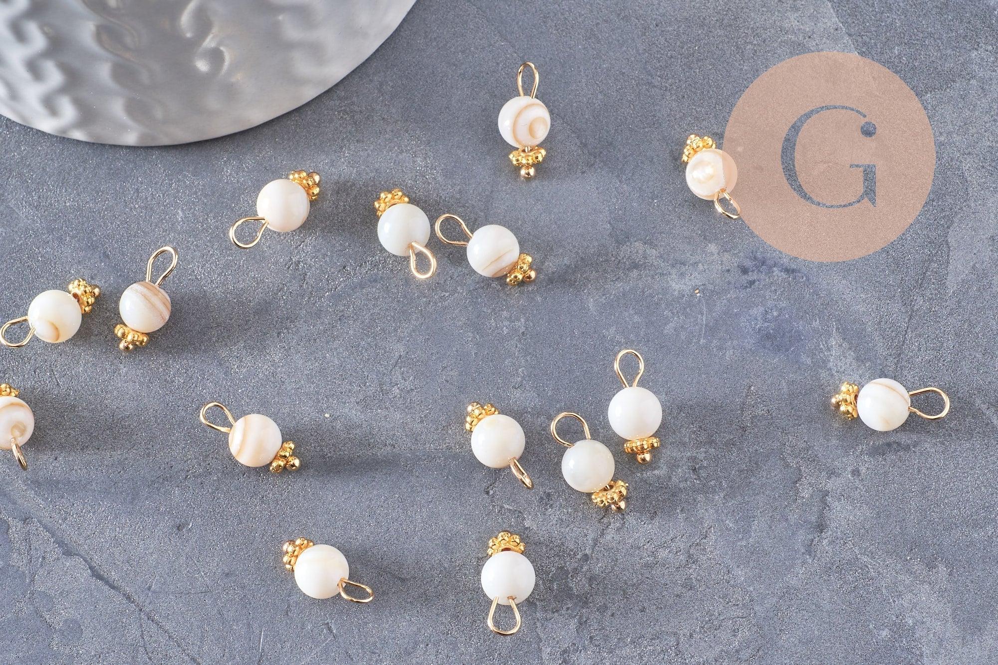 Gingerlily Perles G10021 breloque nacre dorée 12,5mm x5
