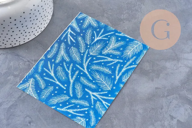 Gingerlily Pâte polymère G11011 feuille transfert hiver bleu 14x10 cm x1