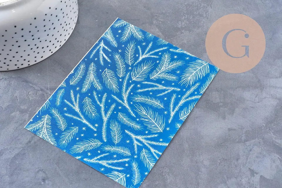 Gingerlily Pâte polymère G11011 feuille transfert hiver bleu 14x10 cm x1