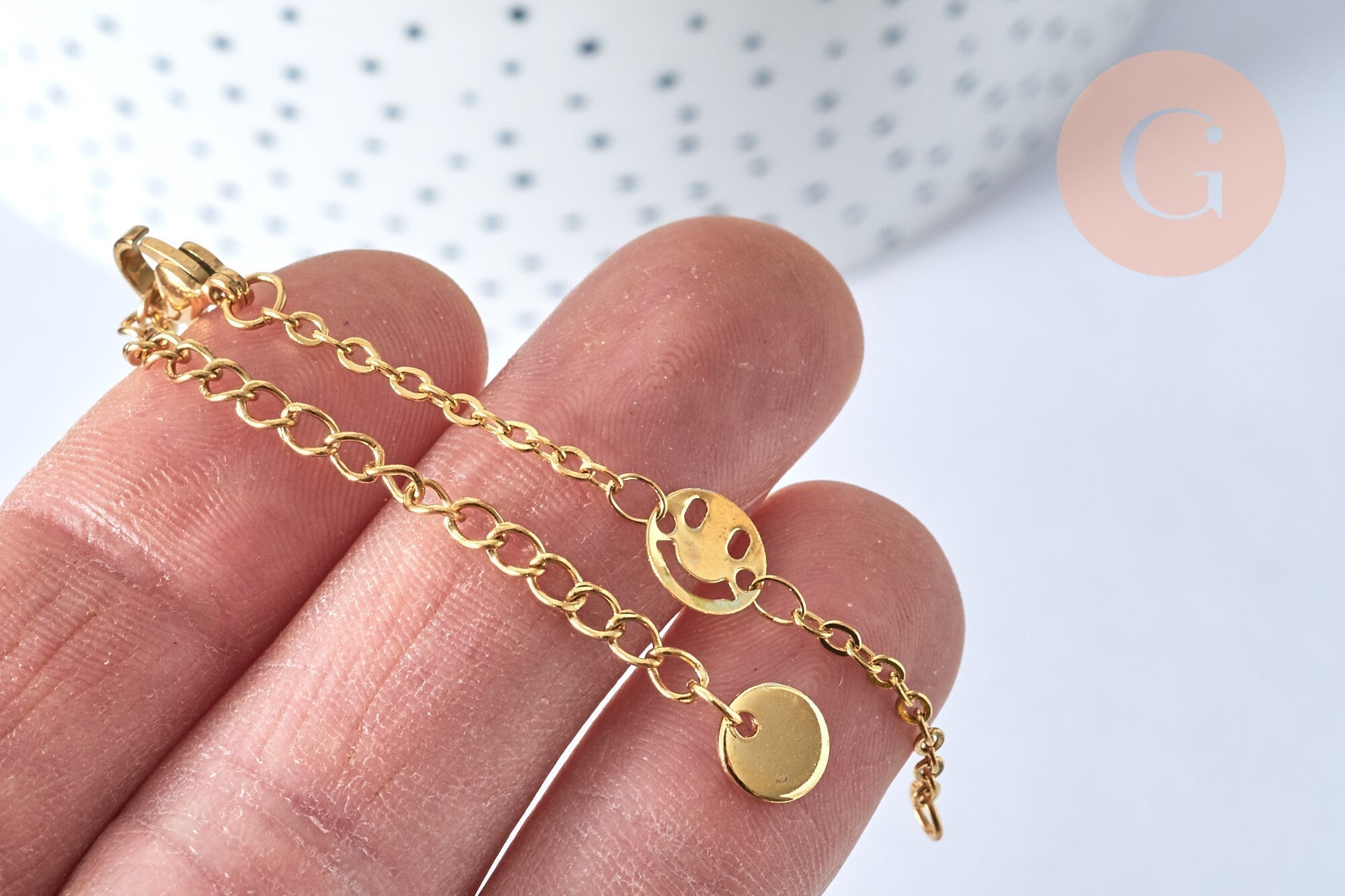 Gingerlily Base bracelet smiley acier doré 14cm x1