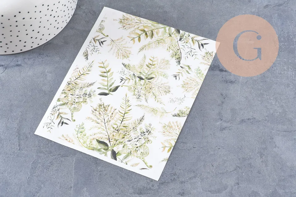 Gingerlily Pâte polymère G10775 feuille transfert fougères 14x10