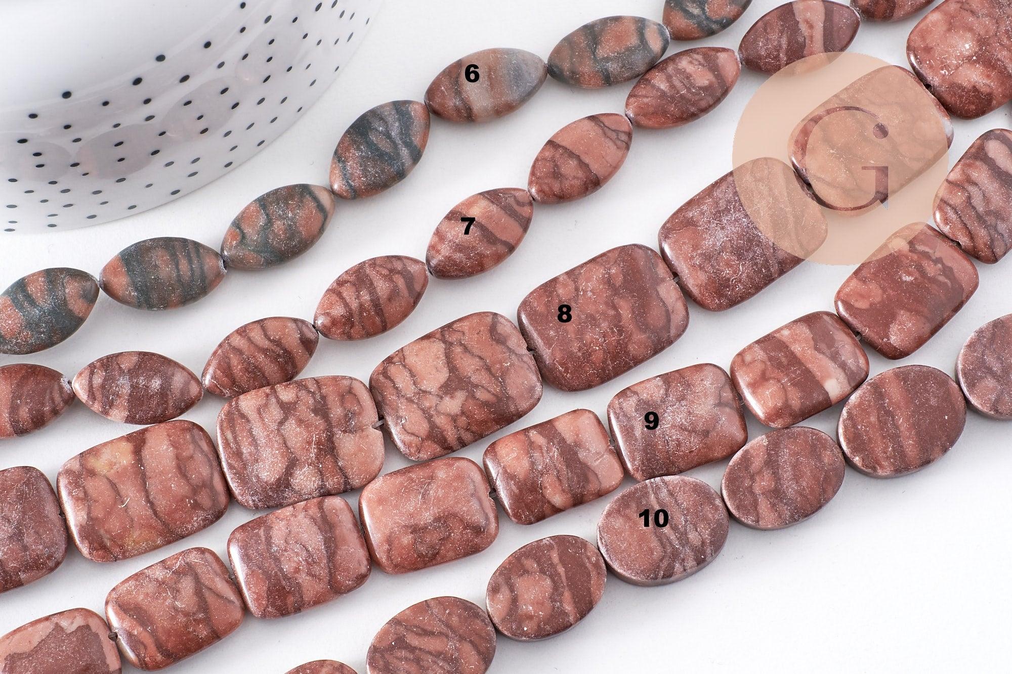 Gingerlily Perles jaspe sésame zébré marron fil 38cm